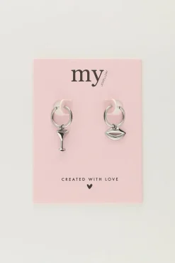 My Jewellery Boucles D'oreilles Avec Pendentifs Cocktail Et Bouche Sale