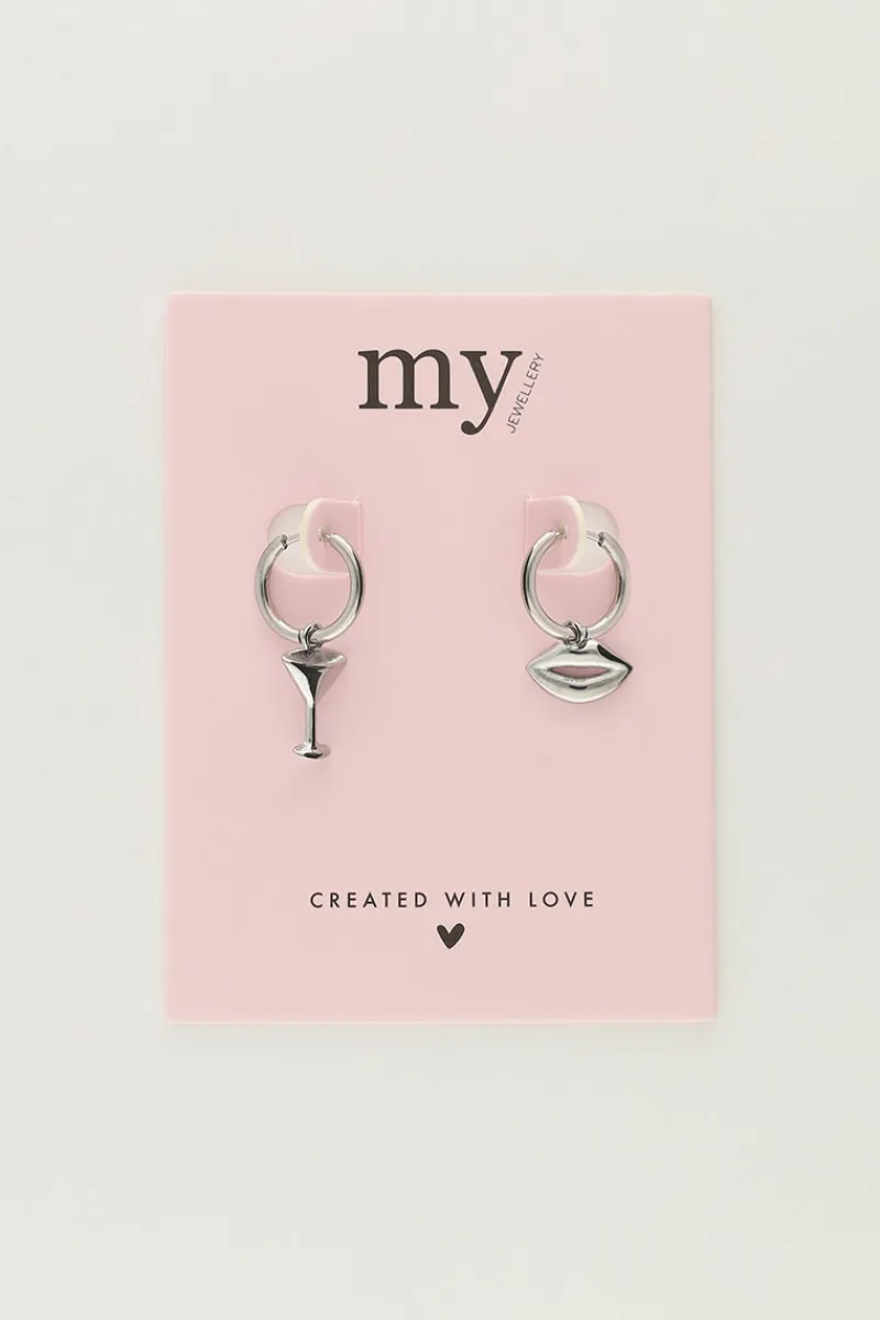 My Jewellery Boucles D'oreilles Avec Pendentifs Cocktail Et Bouche Sale