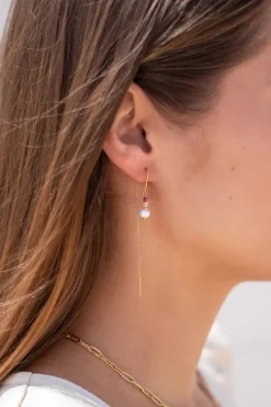 My Jewellery Boucles D'oreilles Avec Perles Roses Et Une Perle New