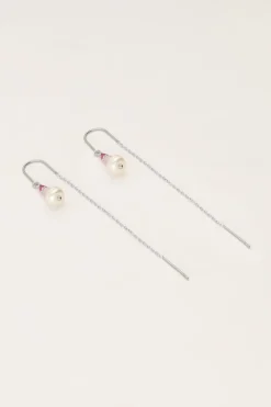 My Jewellery Boucles D'oreilles Avec Perles Roses Et Une Perle New