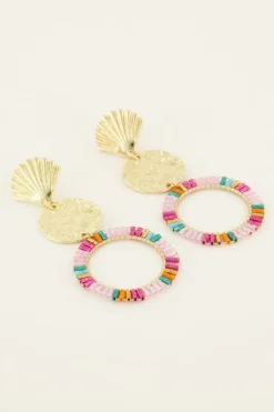 My Jewellery Boucles D'oreilles Coquillage Et Anneau Coloré New
