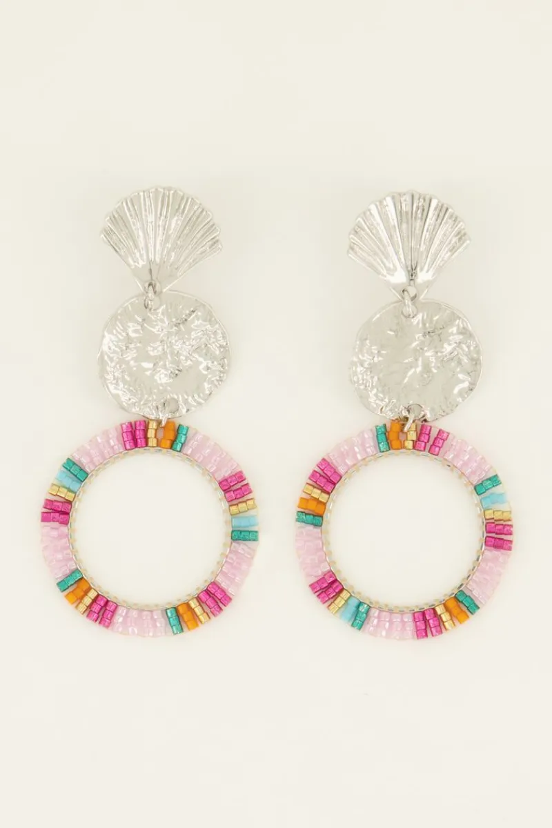 My Jewellery Boucles D'oreilles Coquillage Et Anneau Coloré New