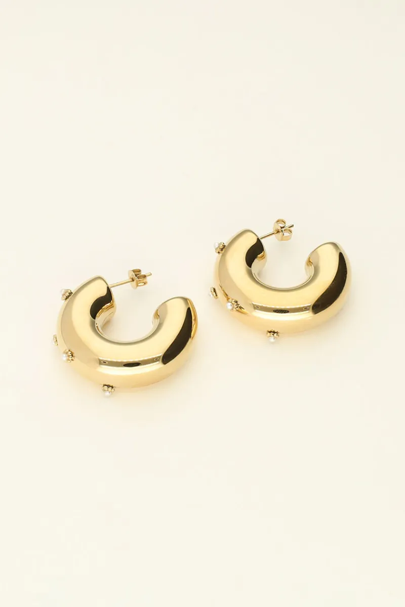 My Jewellery Boucles D’oreilles Créoles Ouvertes Avec Fleur Et Perle Clearance