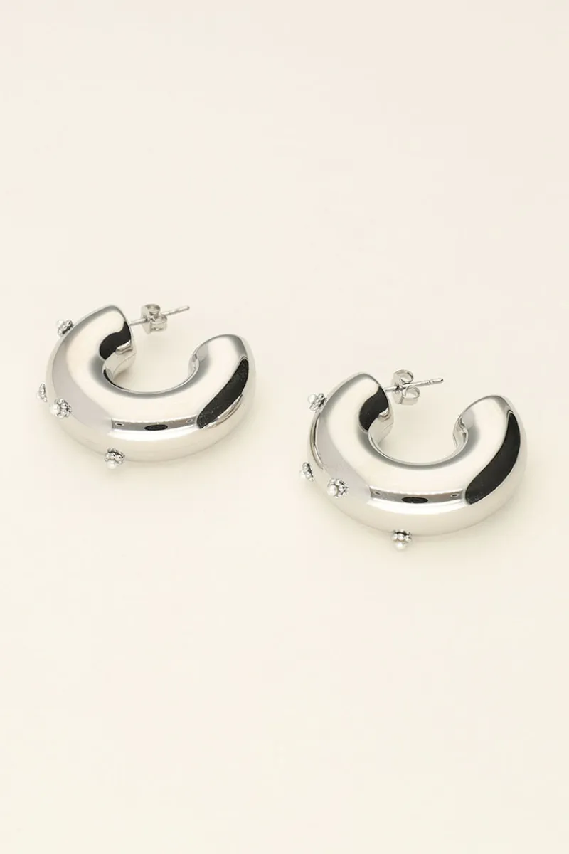 My Jewellery Boucles D’oreilles Créoles Ouvertes Avec Fleur Et Perle Clearance