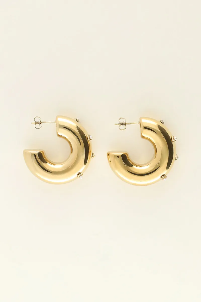 My Jewellery Boucles D’oreilles Créoles Ouvertes Avec Fleur Et Perle Clearance