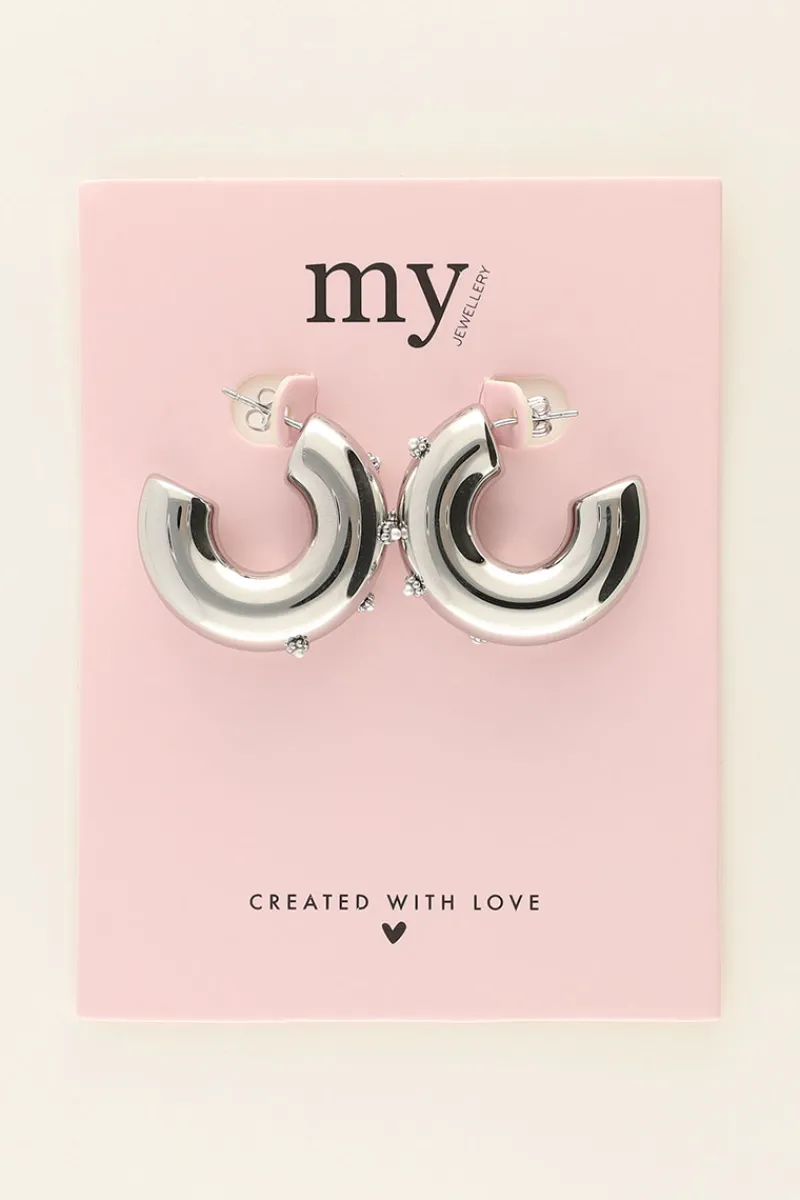 My Jewellery Boucles D’oreilles Créoles Ouvertes Avec Fleur Et Perle Clearance