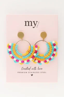 My Jewellery Boucles D'oreilles Demi-rondes Avec Perles Multicolores Online