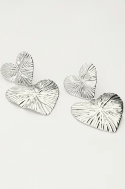 My Jewellery Boucles D'oreilles Deux Cœurs Martelés Clearance