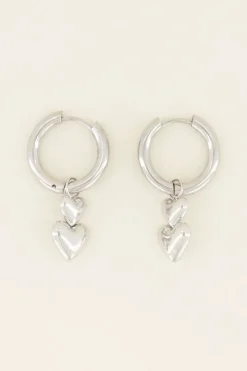My Jewellery Boucles D’oreilles Double Cœur Best