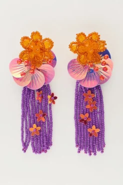 My Jewellery Boucles D'oreilles Island Avec Fleurs Et Franges Violettes Online
