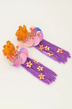 My Jewellery Boucles D'oreilles Island Avec Fleurs Et Franges Violettes Online