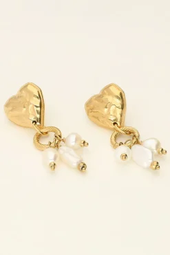 My Jewellery Boucles D’oreilles Longues Coeur Et Perles Online