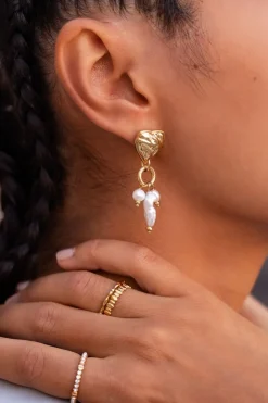 My Jewellery Boucles D’oreilles Longues Coeur Et Perles Online