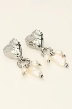 My Jewellery Boucles D’oreilles Longues Coeur Et Perles Online