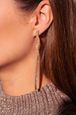 My Jewellery Boucles D'oreilles Longues à Strass Universe New