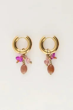 My Jewellery Boucles D'oreilles Mini Avec Pierres Roses Et Brunes Best