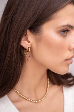 My Jewellery Boucles D'oreilles Mini Avec Pierres Roses Et Brunes Best