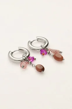 My Jewellery Boucles D'oreilles Mini Avec Pierres Roses Et Brunes Best