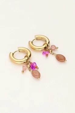 My Jewellery Boucles D'oreilles Mini Avec Pierres Roses Et Brunes Best
