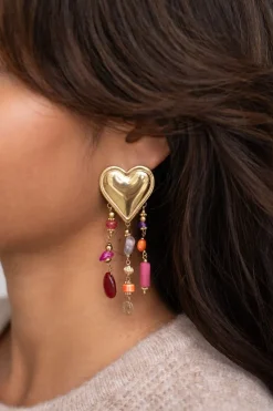 My Jewellery Boucles D'oreilles Multicolores Avec Cœurs Fashion