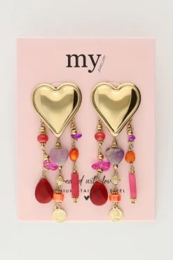 My Jewellery Boucles D'oreilles Multicolores Avec Cœurs Fashion