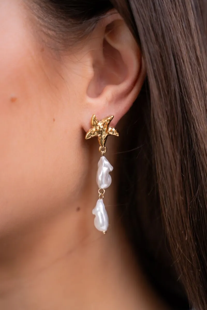 My Jewellery Boucles D'oreilles Océan Avec étoiles De Mer Et Perles Sale
