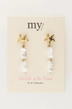 My Jewellery Boucles D'oreilles Océan Avec étoiles De Mer Et Perles Sale