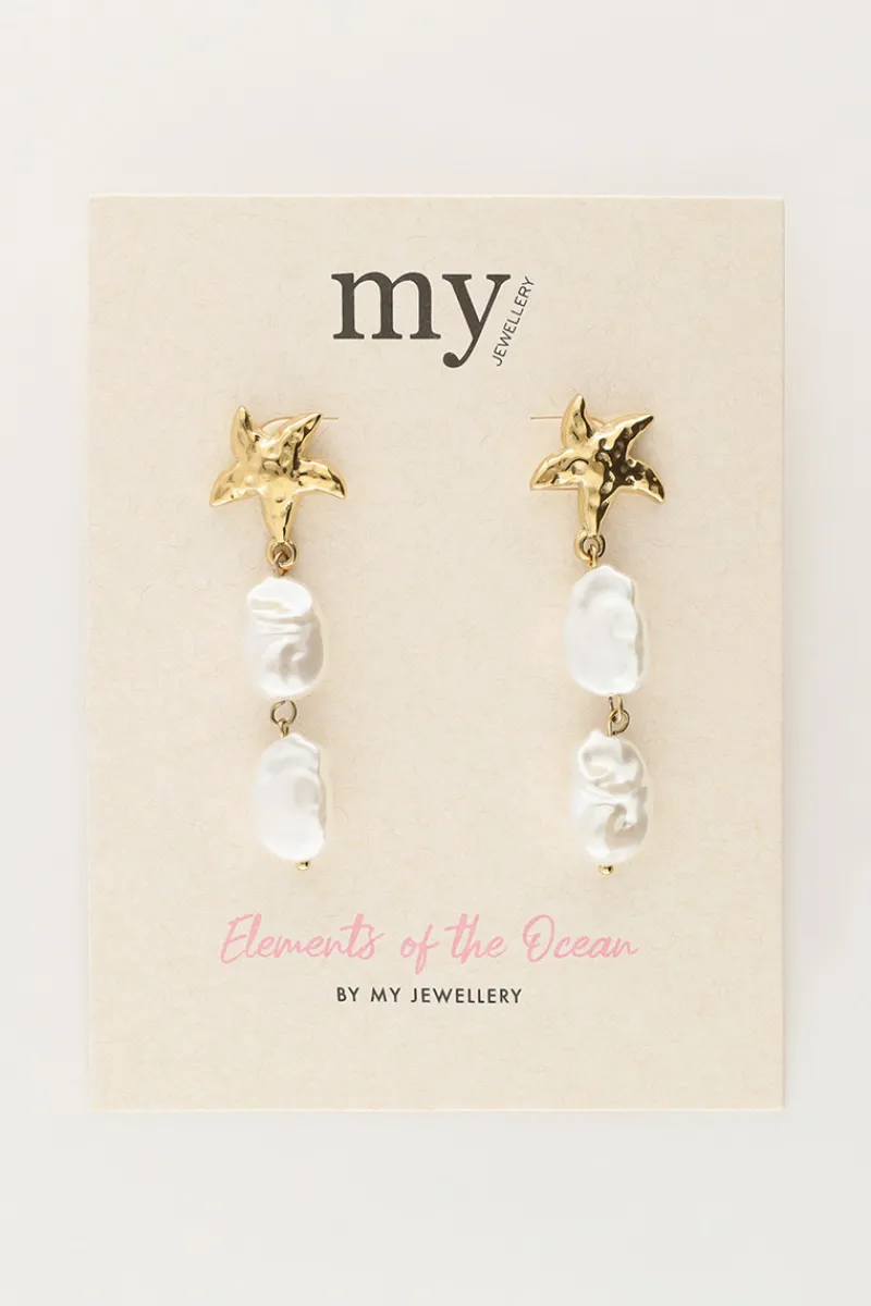 My Jewellery Boucles D'oreilles Océan Avec étoiles De Mer Et Perles Sale
