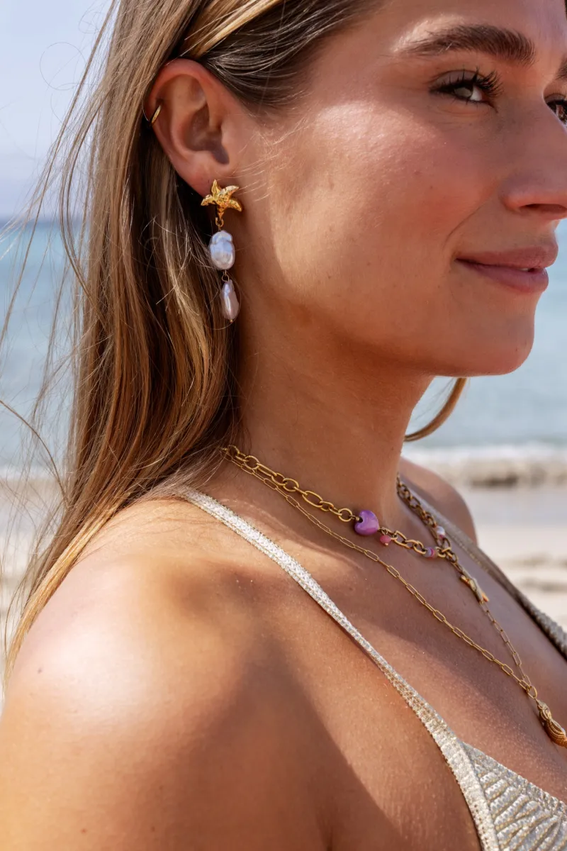 My Jewellery Boucles D'oreilles Océan Avec étoiles De Mer Et Perles Sale
