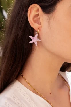 My Jewellery Boucles D'oreilles Océan Avec Petite étoile De Mer Lilas Clearance