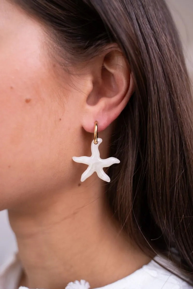 My Jewellery Boucles D'oreilles Océan Avec Mini étoile De Mer Beige Hot