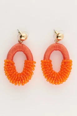 My Jewellery Boucles D'oreilles Orange Avec Perles New
