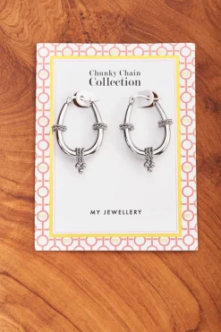 My Jewellery Boucles D’oreilles Ovales Avec Chaîne Discount