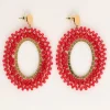 My Jewellery Boucles D'oreilles Ovales Rouges Avec Perles Outlet