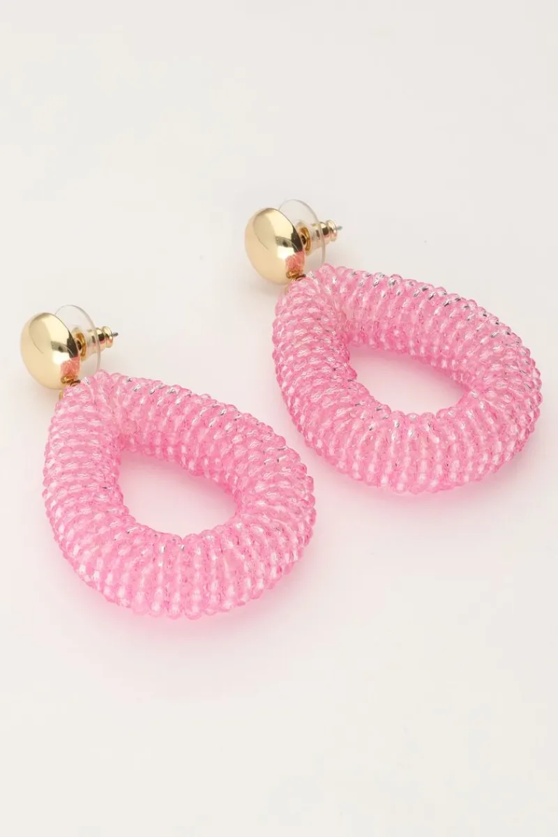 My Jewellery Boucles D'oreilles Ovales Roses Avec Pierres Discount
