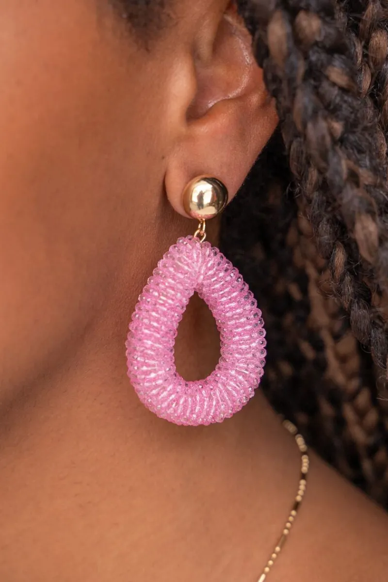My Jewellery Boucles D'oreilles Ovales Roses Avec Pierres Discount