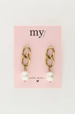 My Jewellery Boucles D’oreilles Pendantes Chaîne Et Perle Clearance