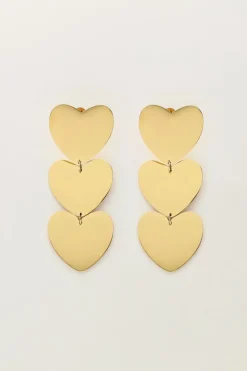 My Jewellery Boucles D’oreilles Pendantes à Trois Cœurs Fashion