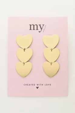 My Jewellery Boucles D’oreilles Pendantes à Trois Cœurs Fashion
