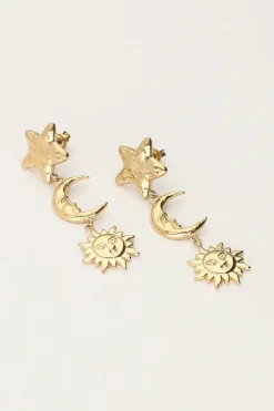My Jewellery Boucles D'oreilles Pendantes Starry Avec étoile Et Soleil New