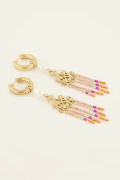 My Jewellery Boucles D’oreilles Perle Blanche Et Perles Colorées New