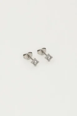 My Jewellery Boucles D'oreilles Puces Carrées Avec Strass Best