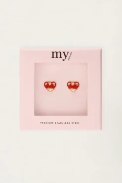 My Jewellery Boucles D'oreilles Puces Mini Cœur Rouge Outlet