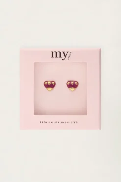 My Jewellery Boucles D'oreilles Puces Mini Cœur Violet Discount