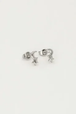 My Jewellery Boucles D'oreilles Puces Mini Lune Et étoile New