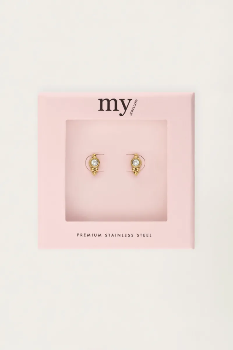 My Jewellery Boucles D'oreilles Puces Rondes Avec Strass Online