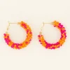 My Jewellery Boucles D'oreilles Rondes Tendance Avec Petites Pierres Roses Et Orange Sale