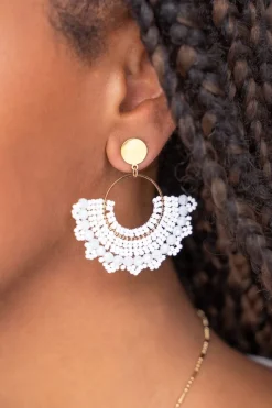 My Jewellery Boucles D'oreilles Semi-rondes Avec Perles Blanches Outlet