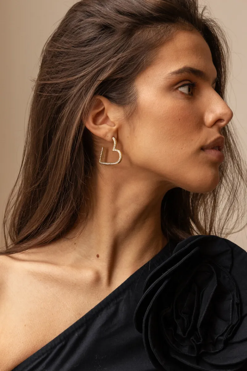My Jewellery Boucles D'oreilles Starry Avec Cœur Et Strass Clearance