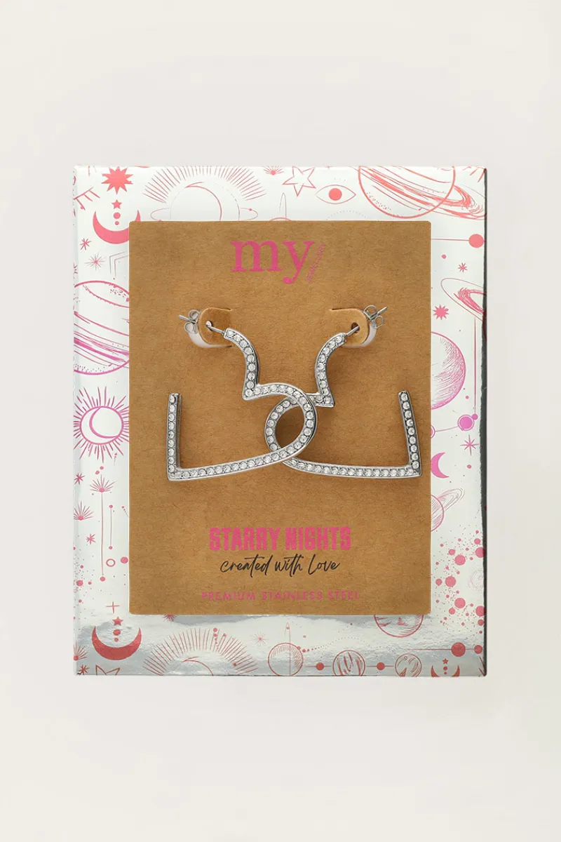 My Jewellery Boucles D'oreilles Starry Avec Cœur Et Strass Clearance